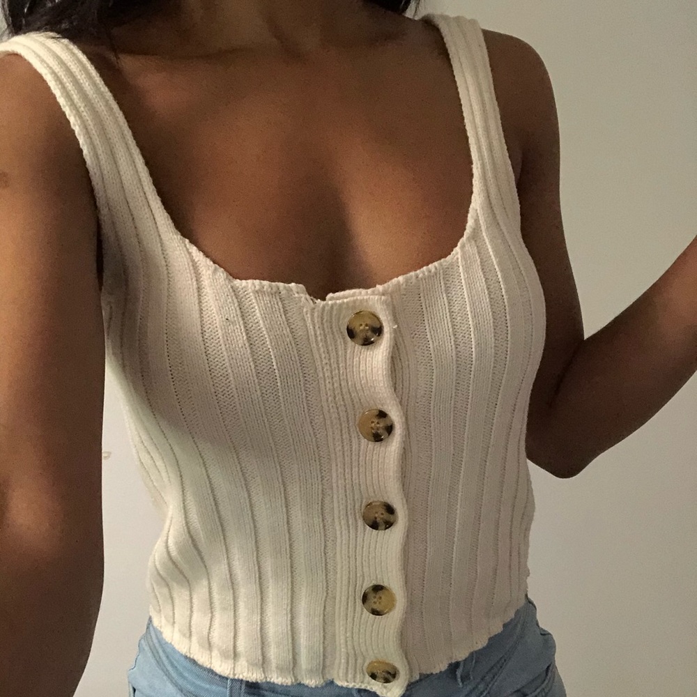 COTTON CROP SWEATER TANK TOP